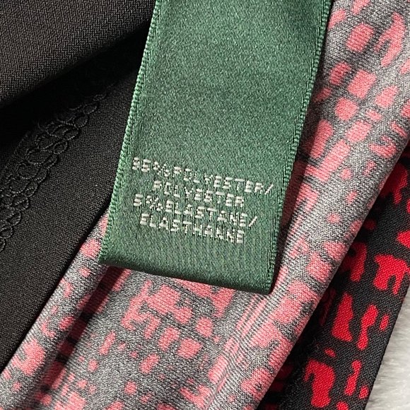 Lauren Ralph Lauren Dress 14W Red Black Print Jersey Ruched Gathered Slimming - Picture 5 of 14